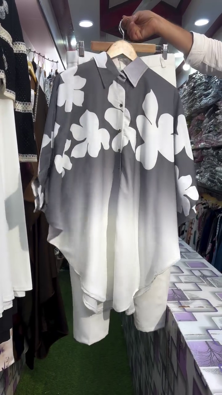 Stylish Purple Ombre Shirt Co-ord Set – Elegant & Modern Wear