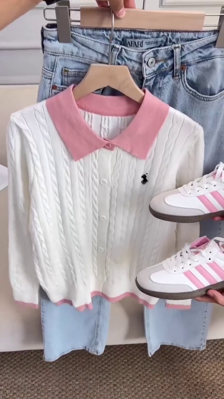 Premium White Fuzzy Sweater + Denim Set – Winter Cozy & Stylish Look