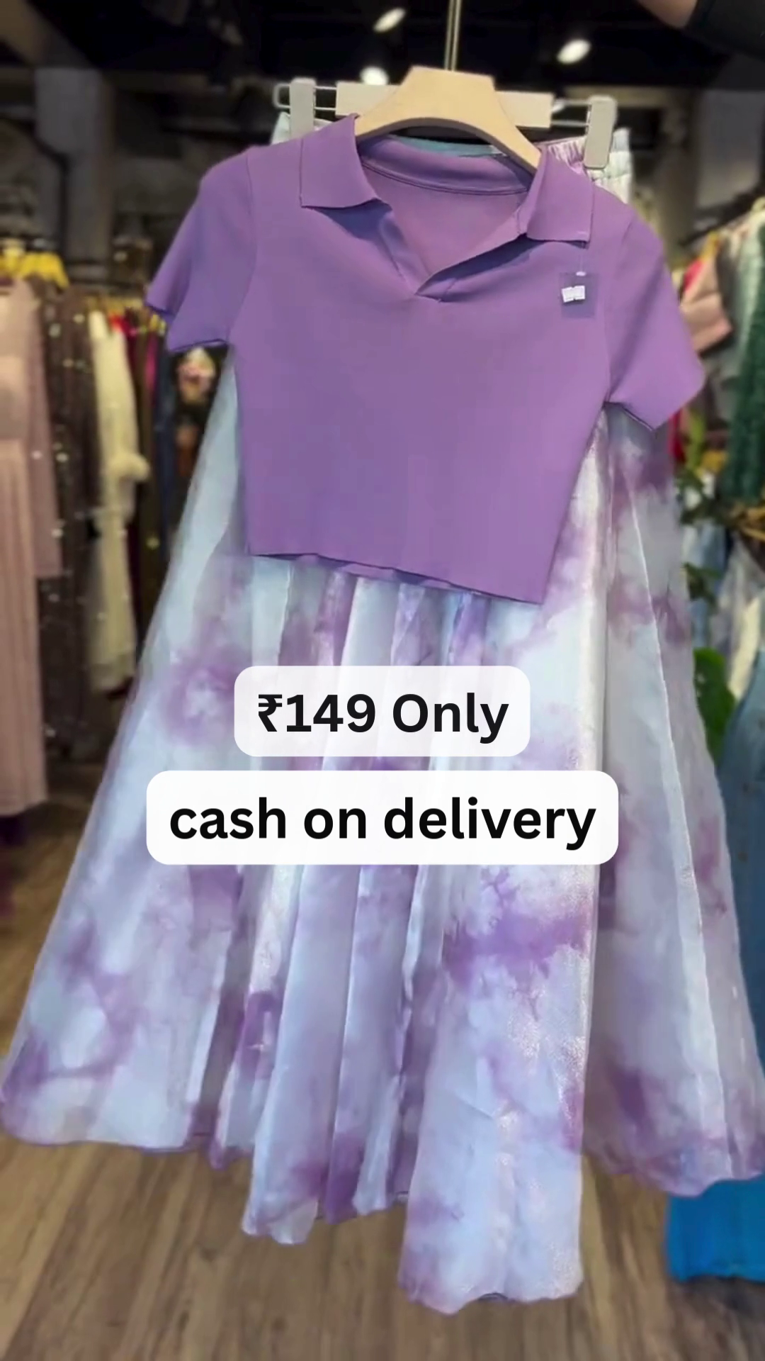 Lavender Crop Top & Tie-Dye Skirt Set – Dreamy Pastel Elegance