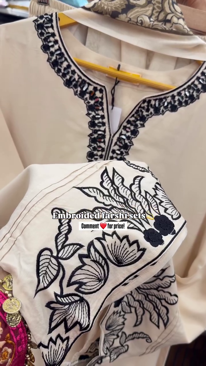 Elegant Cream Embroidered Farshi Suit – Timeless Ethnic Grace