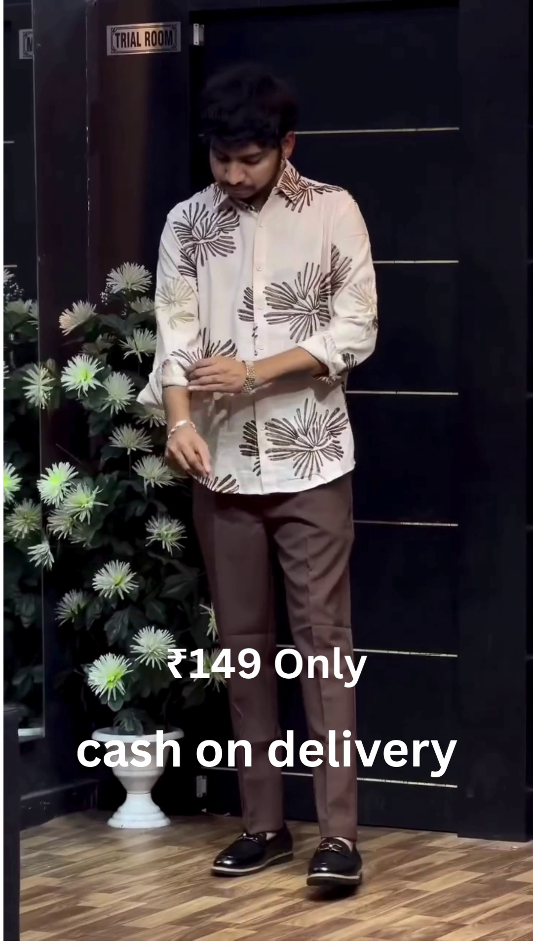 Modern Floral Black Shirt – Statement Style at Just ₹149 with Cash on Delivery