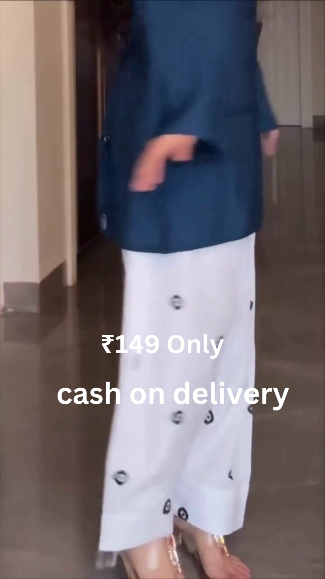 Minimal Blue Kurta with White Palazzo – Elegant Everyday Ethnic Wear