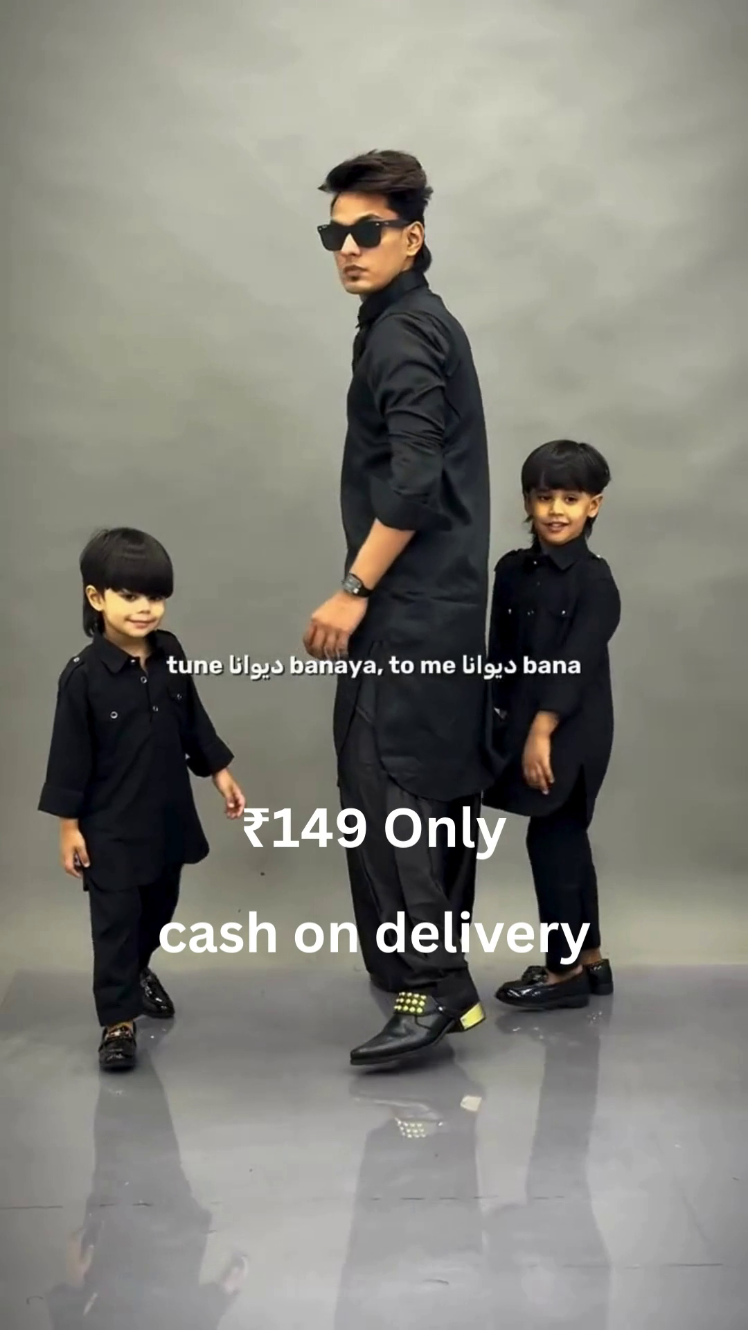 Classic Black Family Kurta Set – Coordinated Elegance at ₹149 with Cash on Delivery