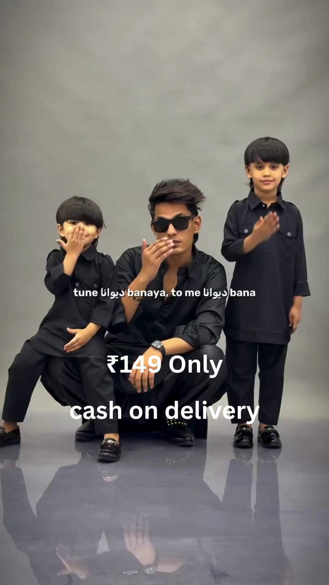 Classic Black Family Kurta Set – Coordinated Elegance at ₹149 with Cash on Delivery