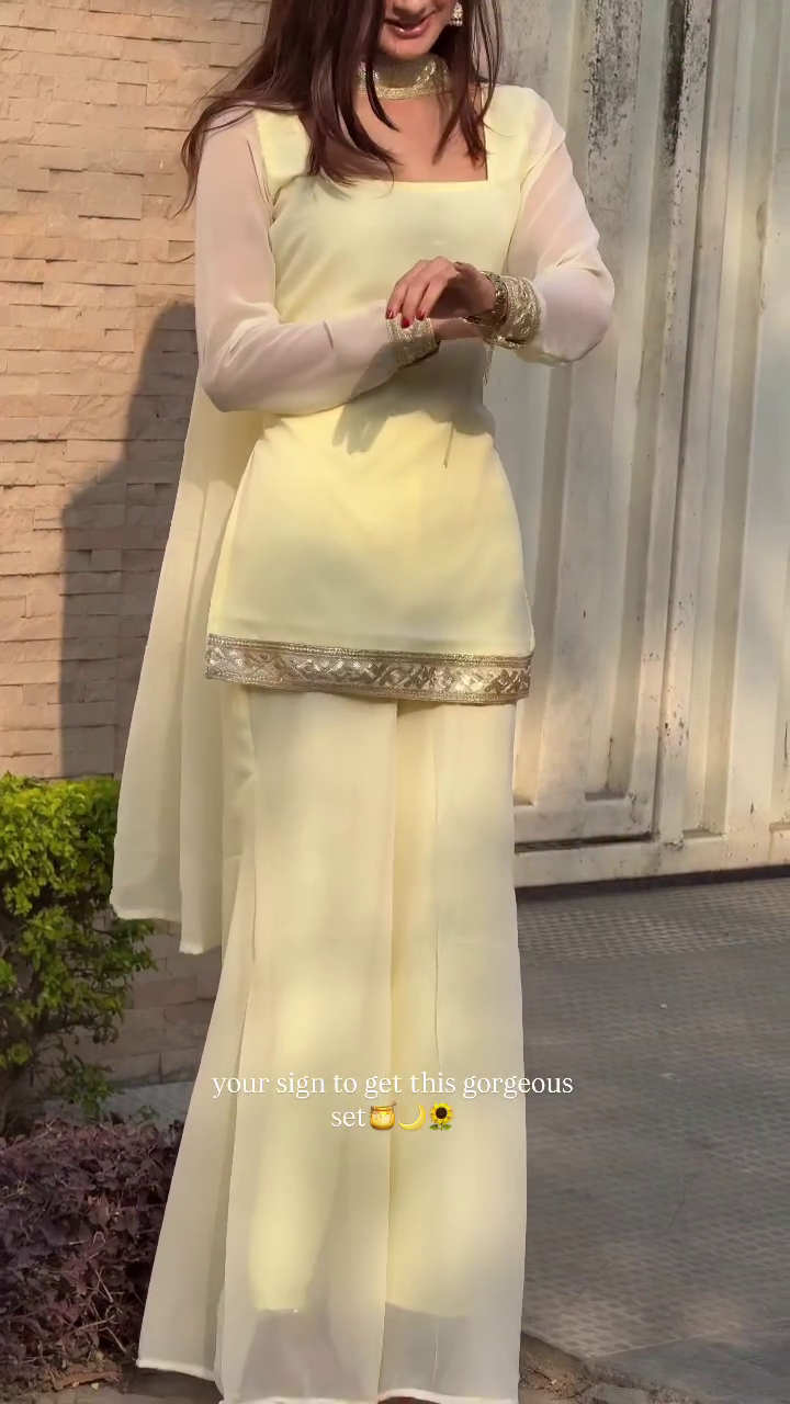 Soft Pastel Yellow Suit with Sheer Dupatta – Modern Festive Glow