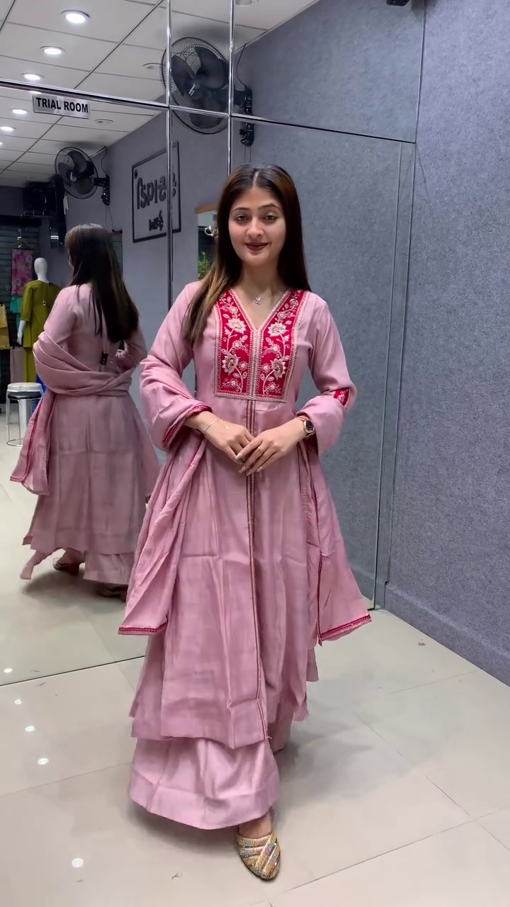 Blush Pink Embroidered Anarkali – Feminine Festive Delight