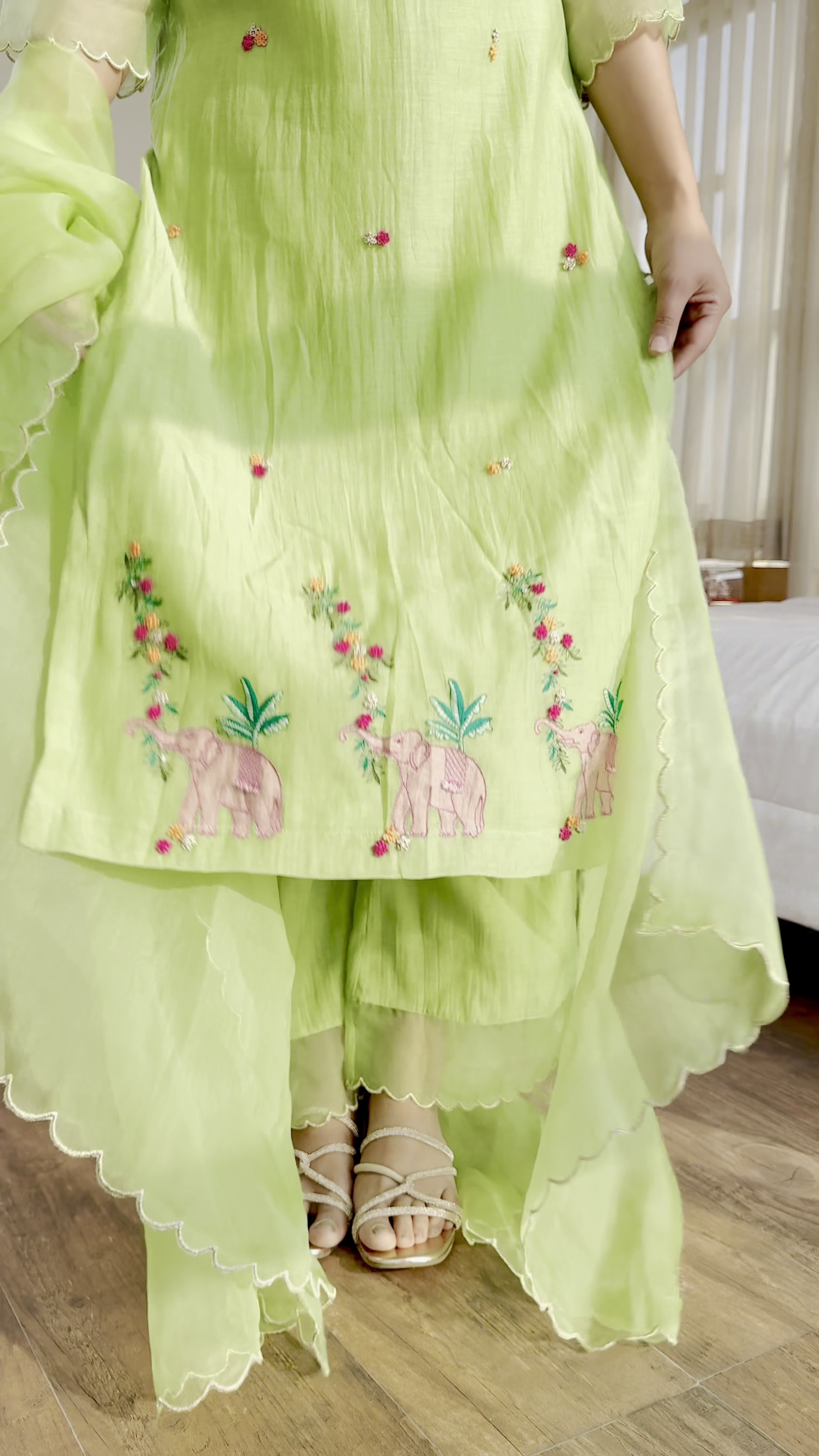 Lime Green Embroidered Suit – Playful Ethnic Elegance