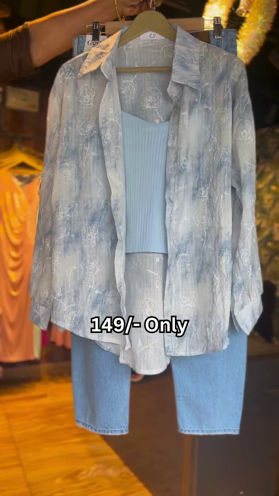 Pastel Layered Shirt & Denim Set