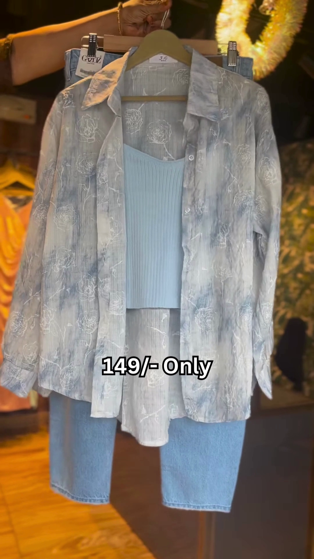 Pastel Layered Shirt & Denim Set