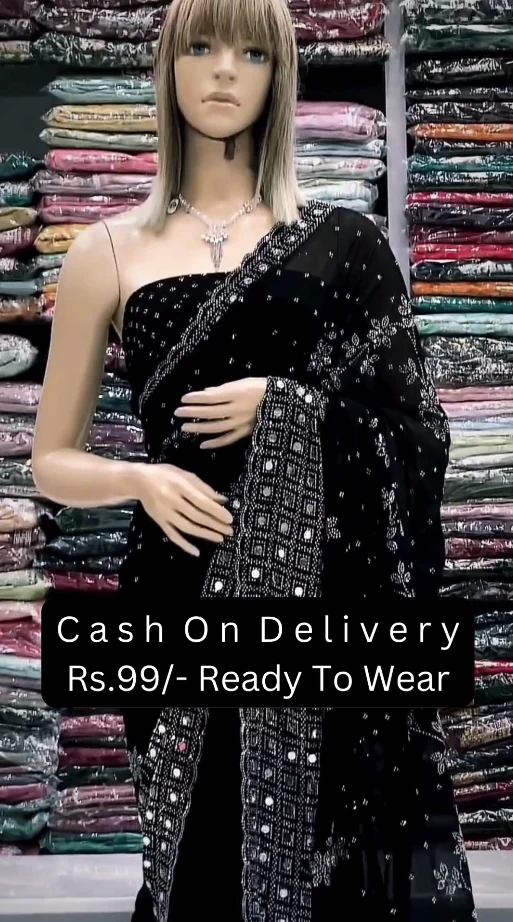 Black Ready-to-Wear Saree 