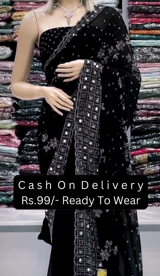 Black Ready-to-Wear Saree 