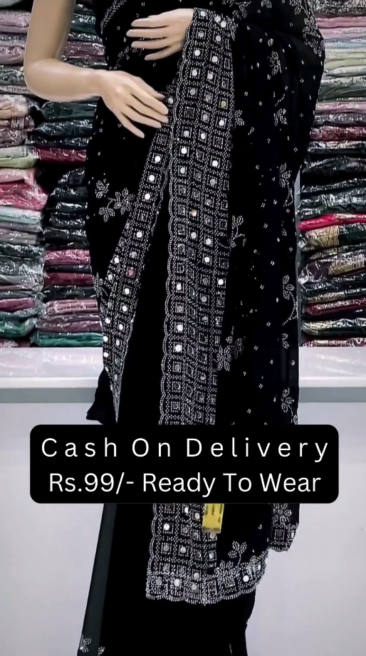 Black Ready-to-Wear Saree 