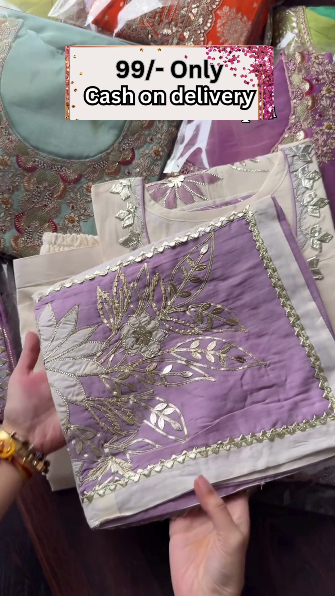 Elegant Lavender Embroidered Suit