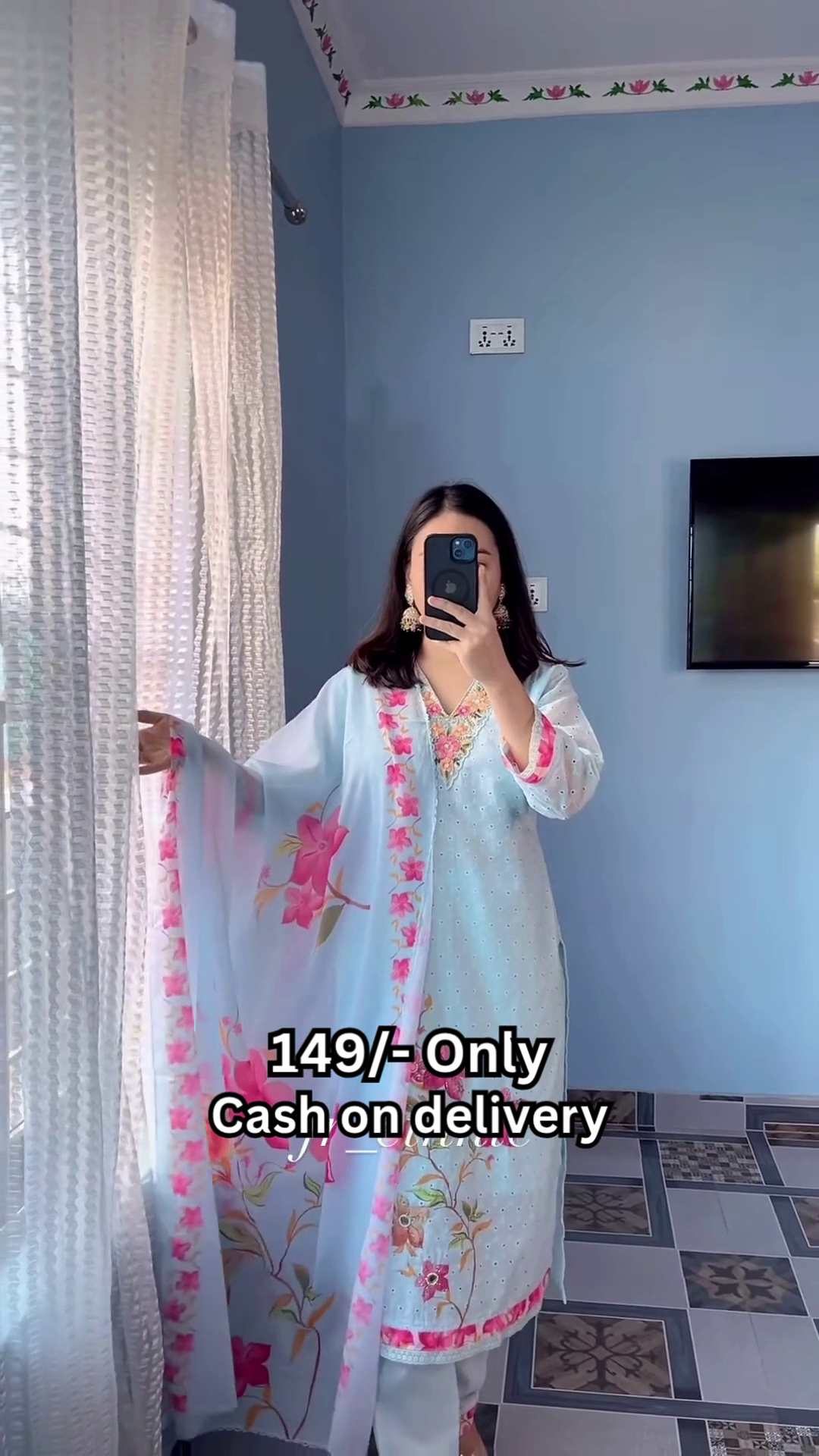 Baby Blue Floral Suit Set 