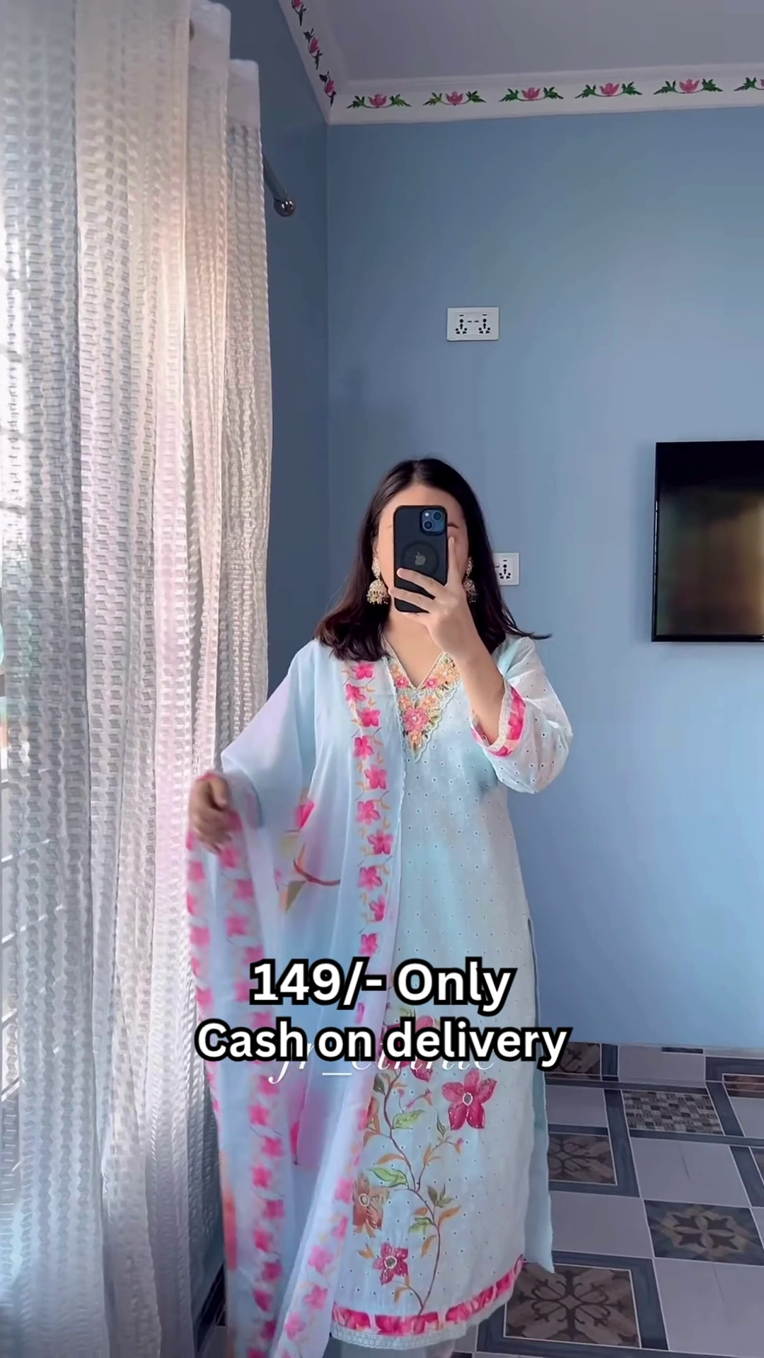 Baby Blue Floral Suit Set 