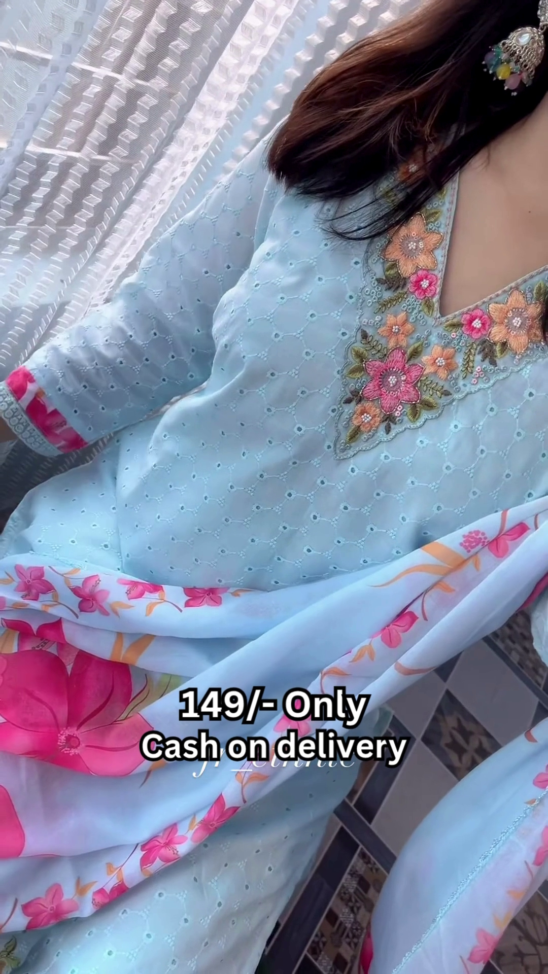 Baby Blue Floral Suit Set 