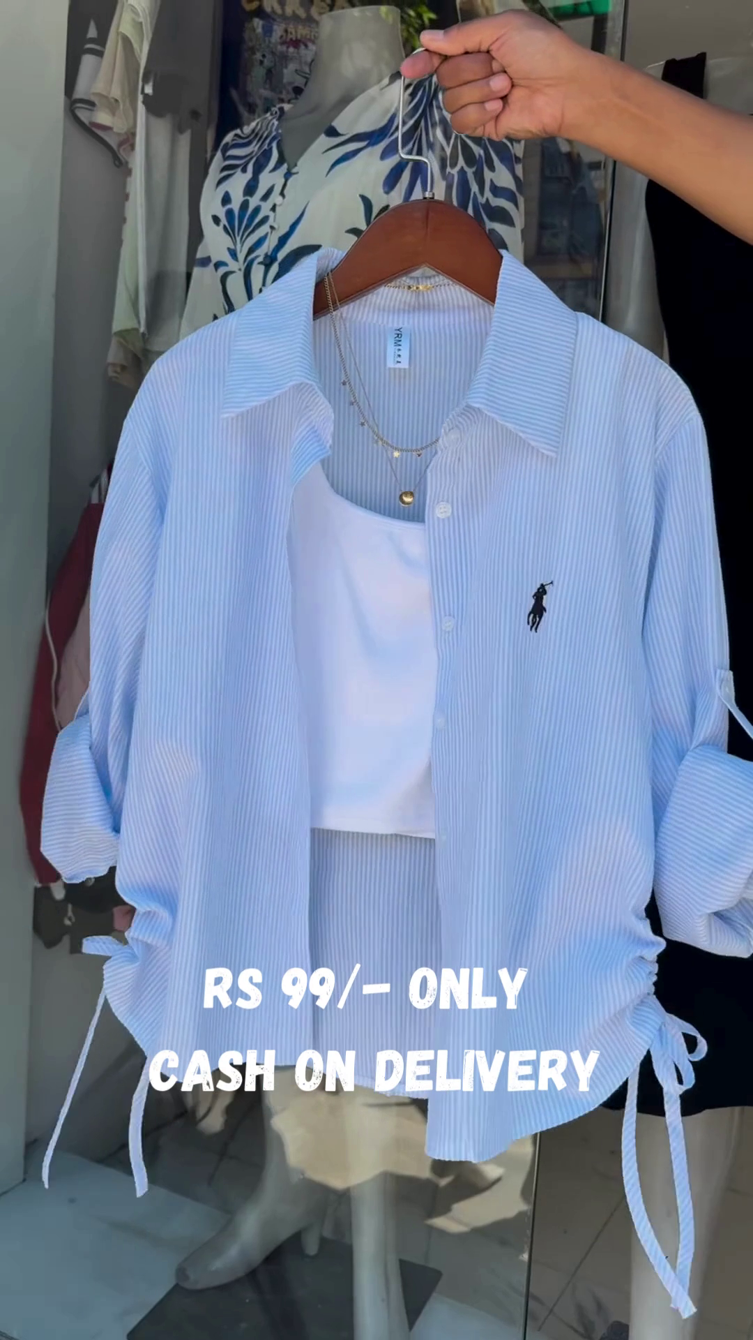 Mint Striped Casual Shirt Set 