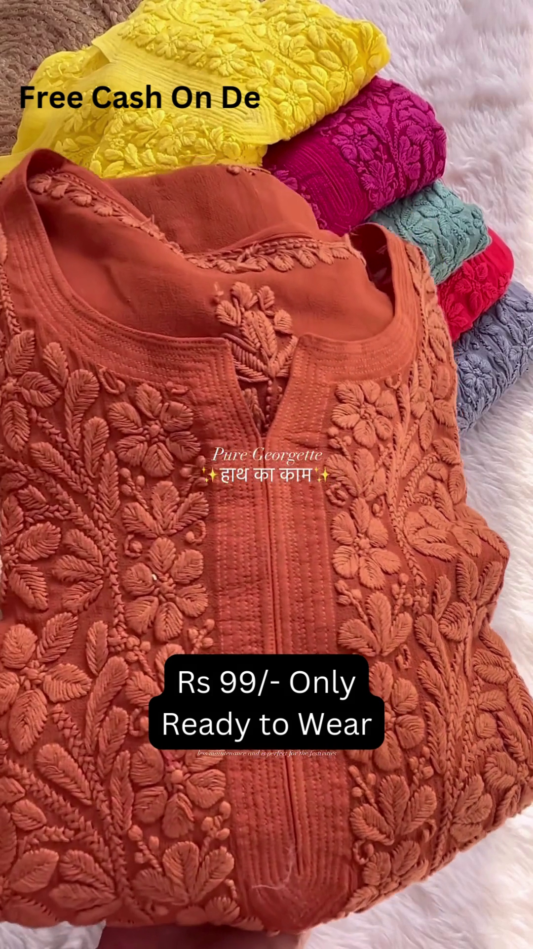 Pure Georgette Embroidered Kurti 