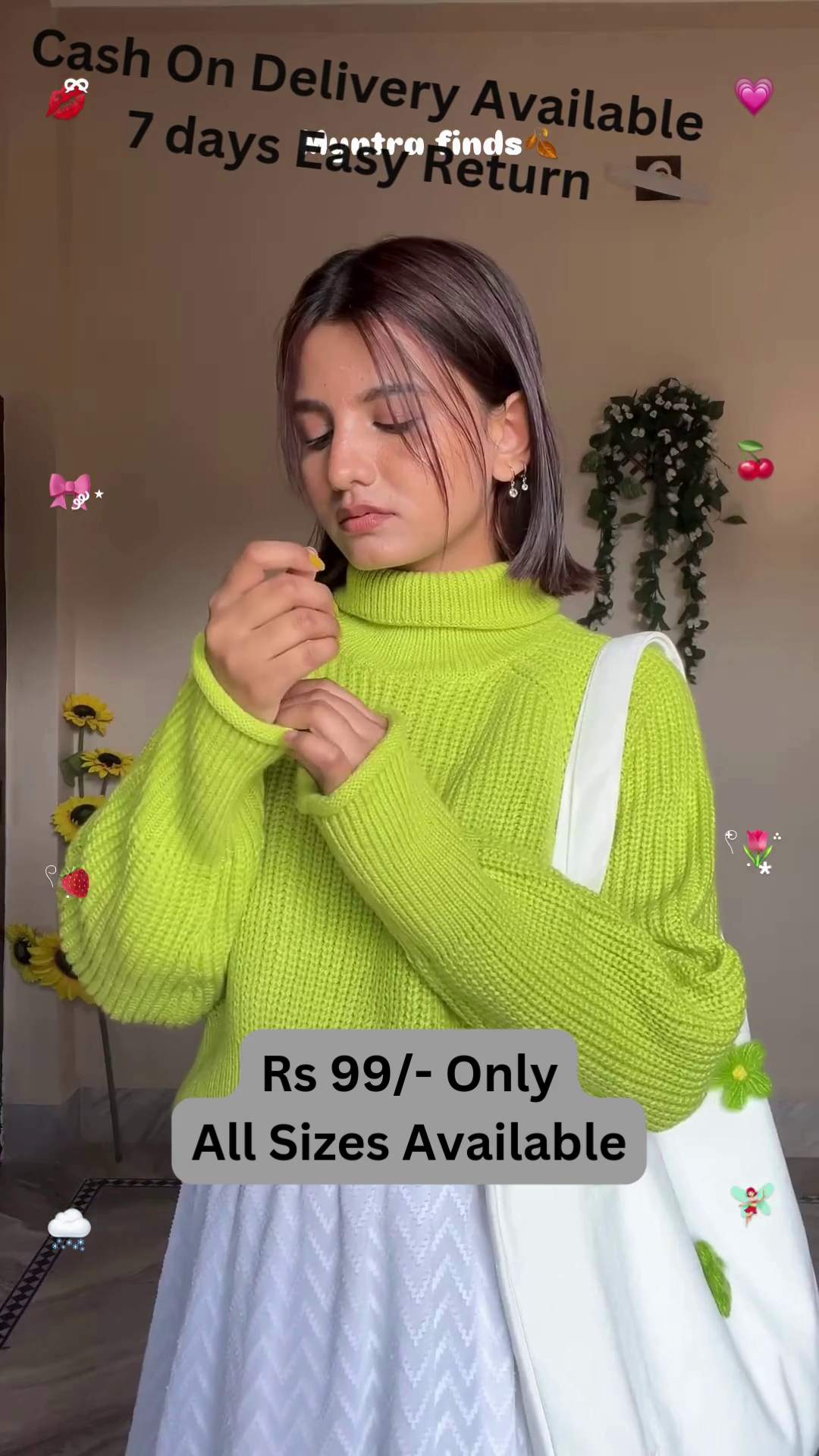 Trendy Lime Green High-Neck Sweater 