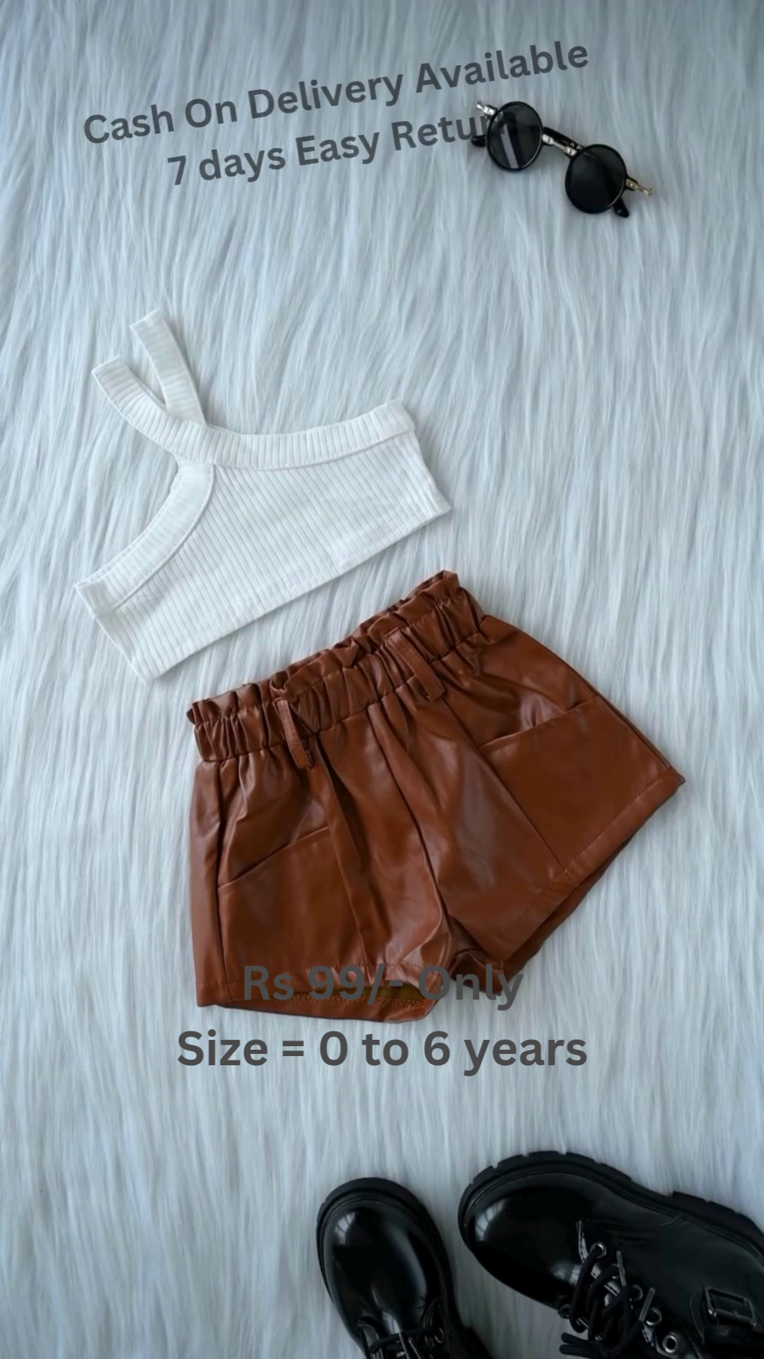 Girls Cute Heart Denim Skirt Set