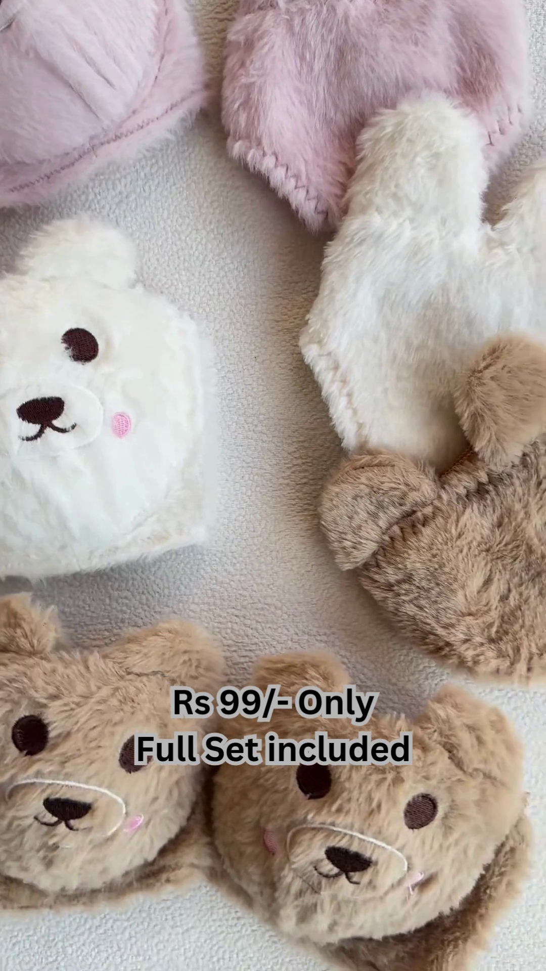 Cute Teddy Winter Cap & Gloves Set 