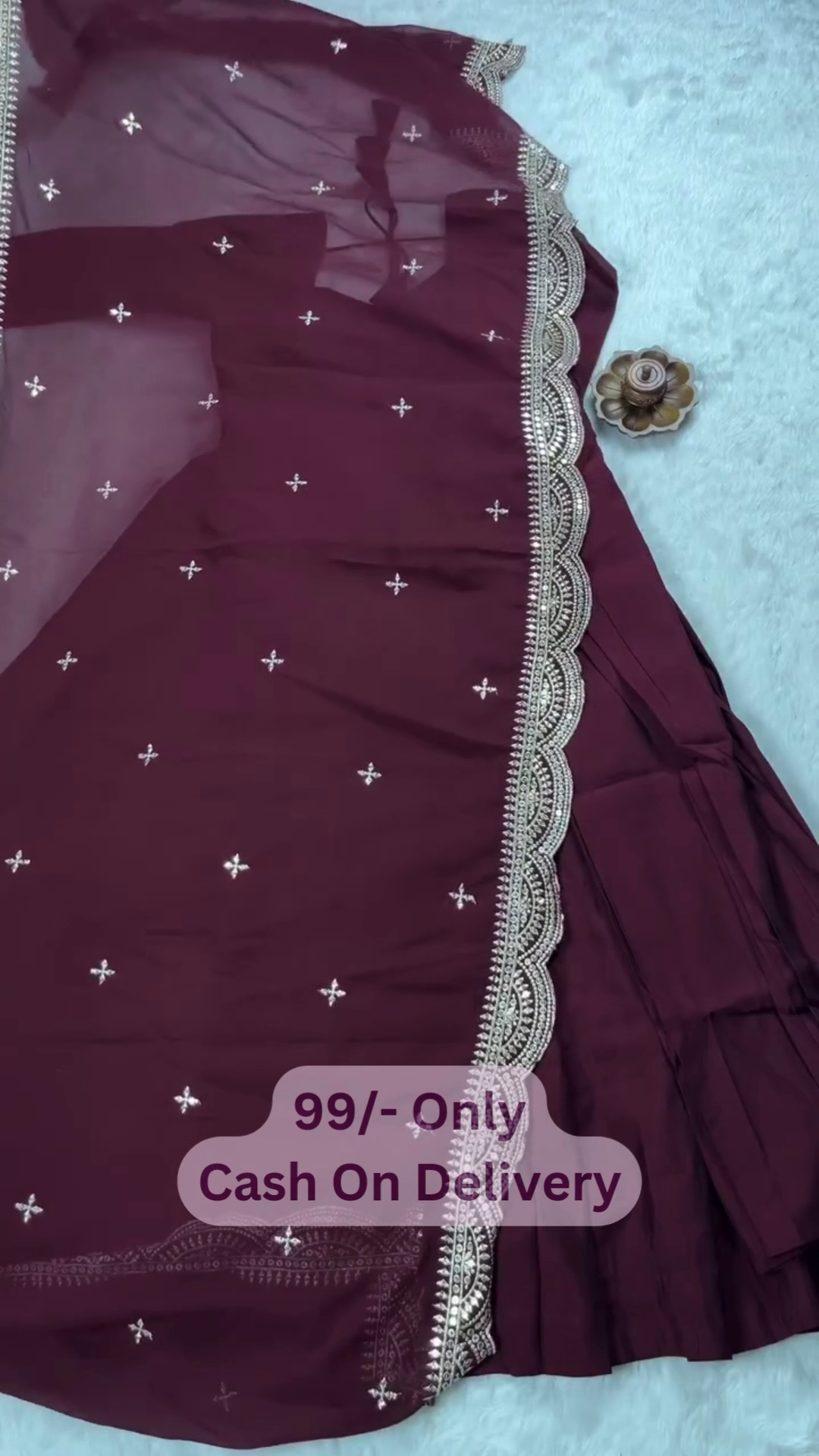 Elegant Maroon Embroidered Saree with Designer Border – Budget-Friendly Festive Style