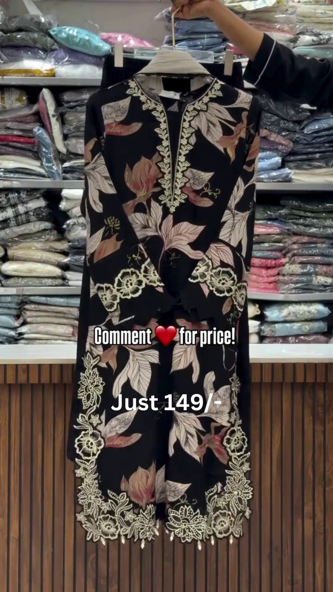 Classic Black Floral Kurti – Elegant Everyday Ethnic Style 🖤