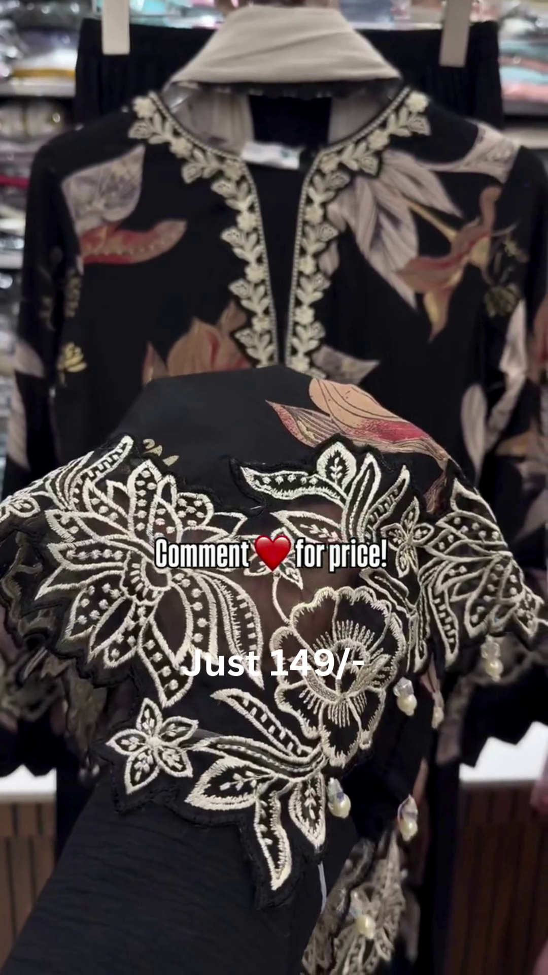 Classic Black Floral Kurti – Elegant Everyday Ethnic Style 🖤