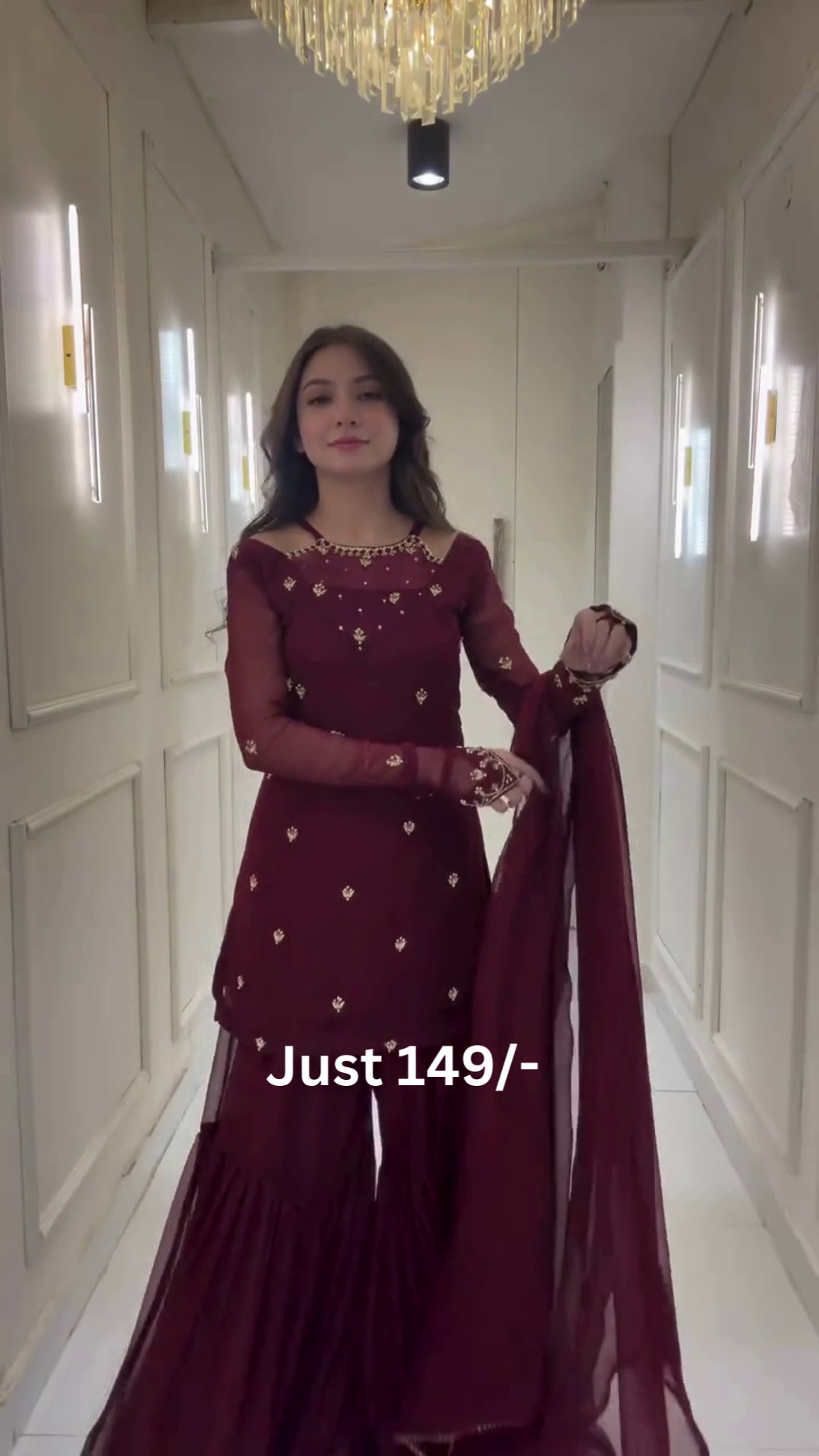 Elegant Maroon Sharara Suit – Graceful Festive Ethnic Style ❤️