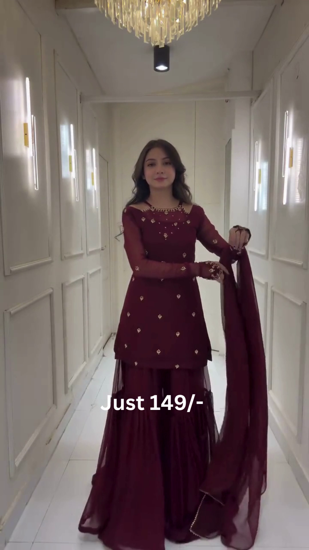 Elegant Maroon Sharara Suit – Graceful Festive Ethnic Style ❤️