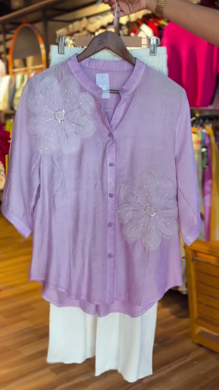 Minimal White Palazzo Pants with Button Detail