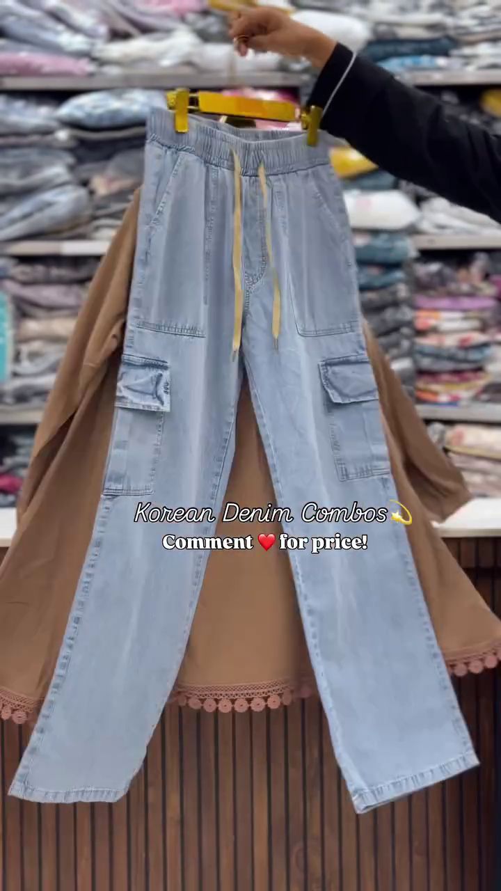 Trendy Mustard Korean Top with Denim – Modern Casual Style