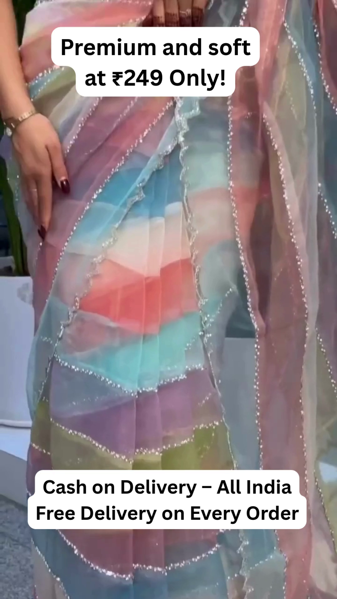 Premium Multicolor Organza Saree – Soft, Stylish & Eye-Catching