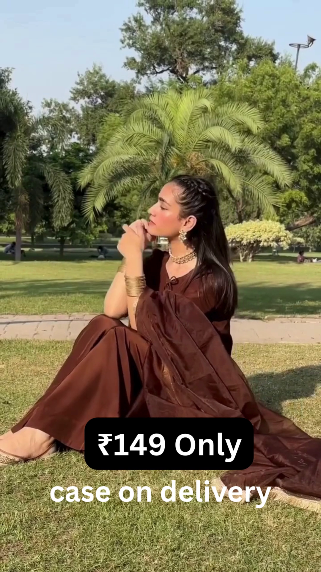 🤎 Elegant Flow – Brown Kurta with Dupatta