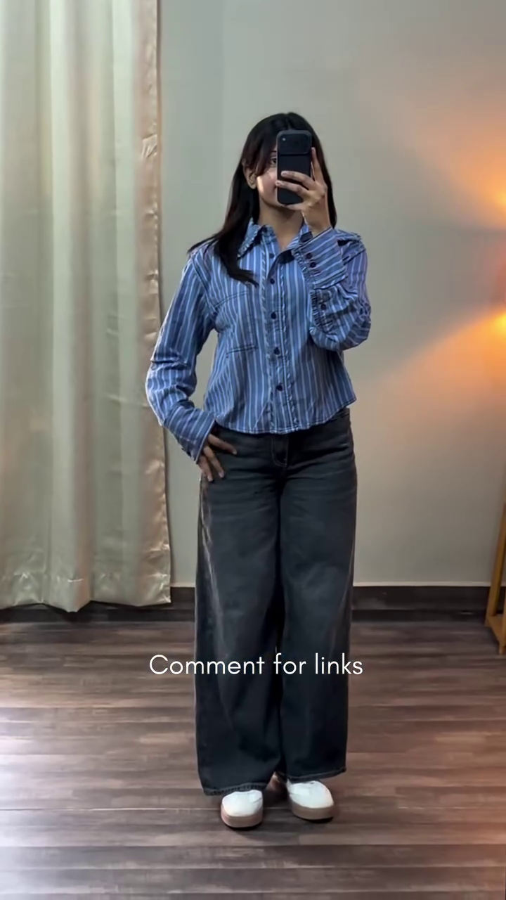 👖 Trendy Everyday – Shirt & Wide-Leg Jeans Combo