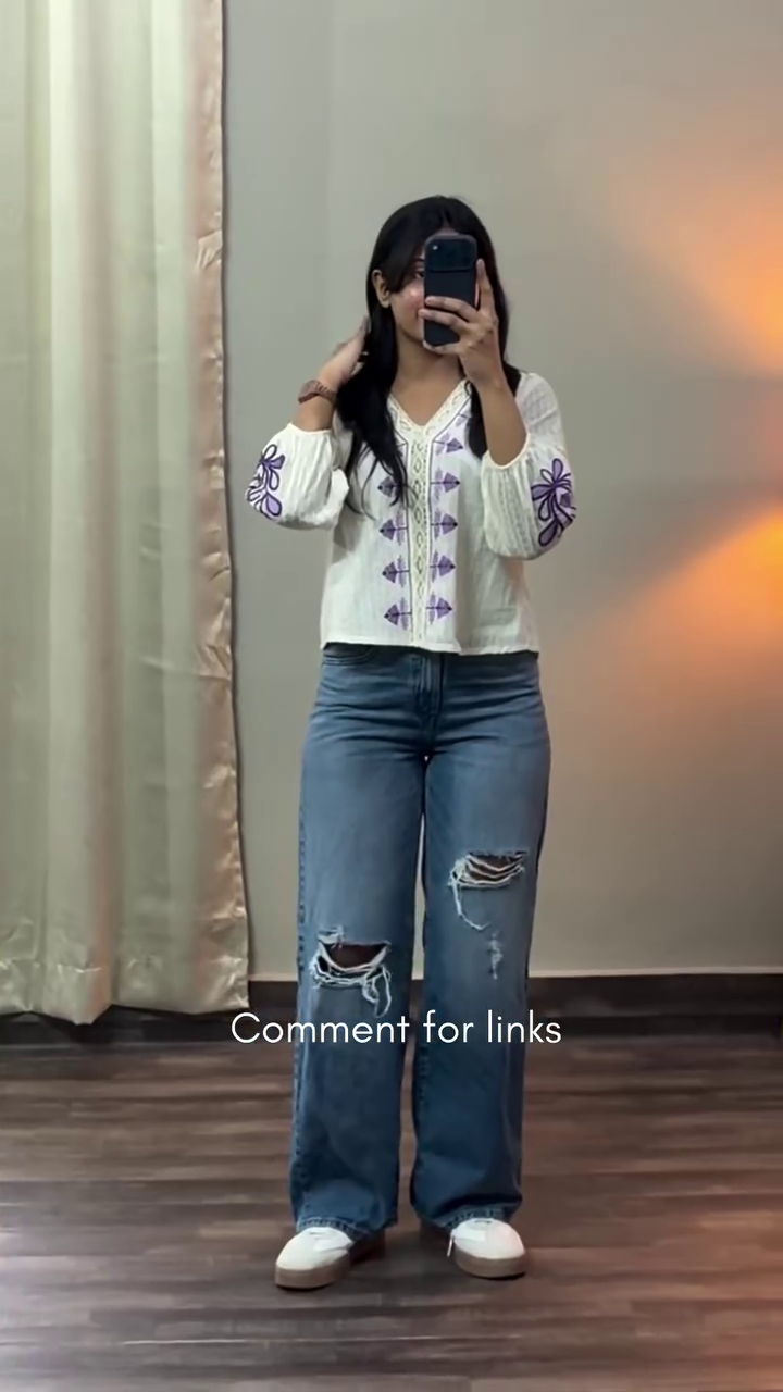 👖 Trendy Everyday – Shirt & Wide-Leg Jeans Combo