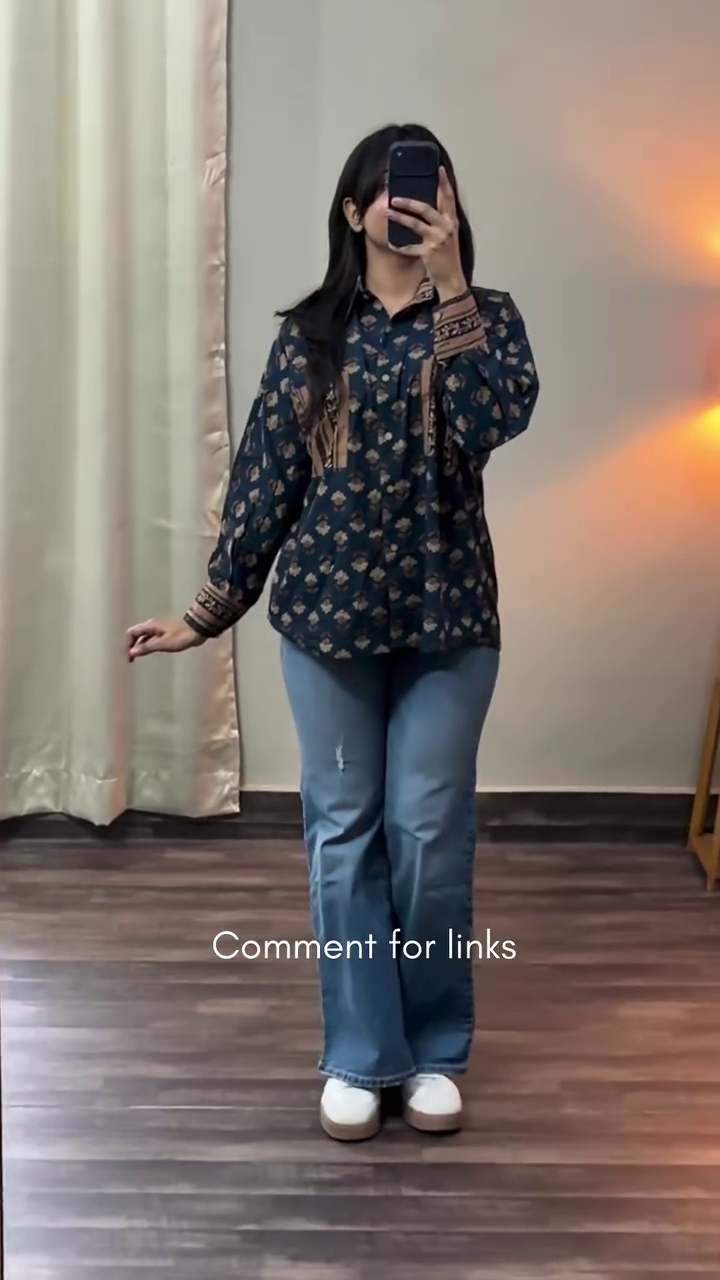 👖 Trendy Everyday – Shirt & Wide-Leg Jeans Combo