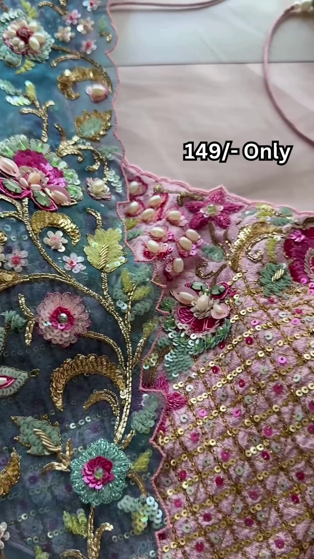 Luxury Blue Embroidered Fabric – Statement Designer Piece