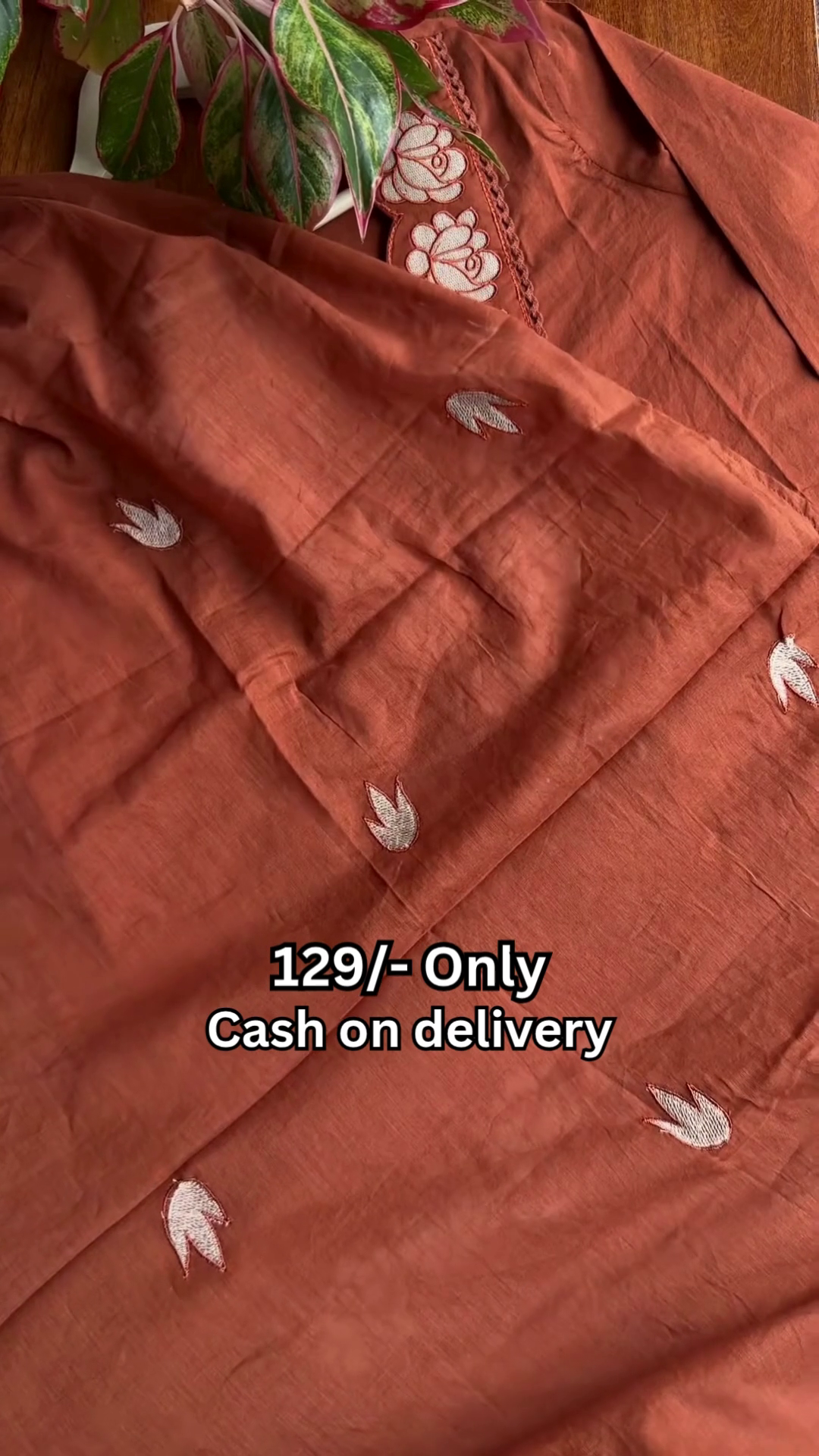 Rust Embroidered Kurta