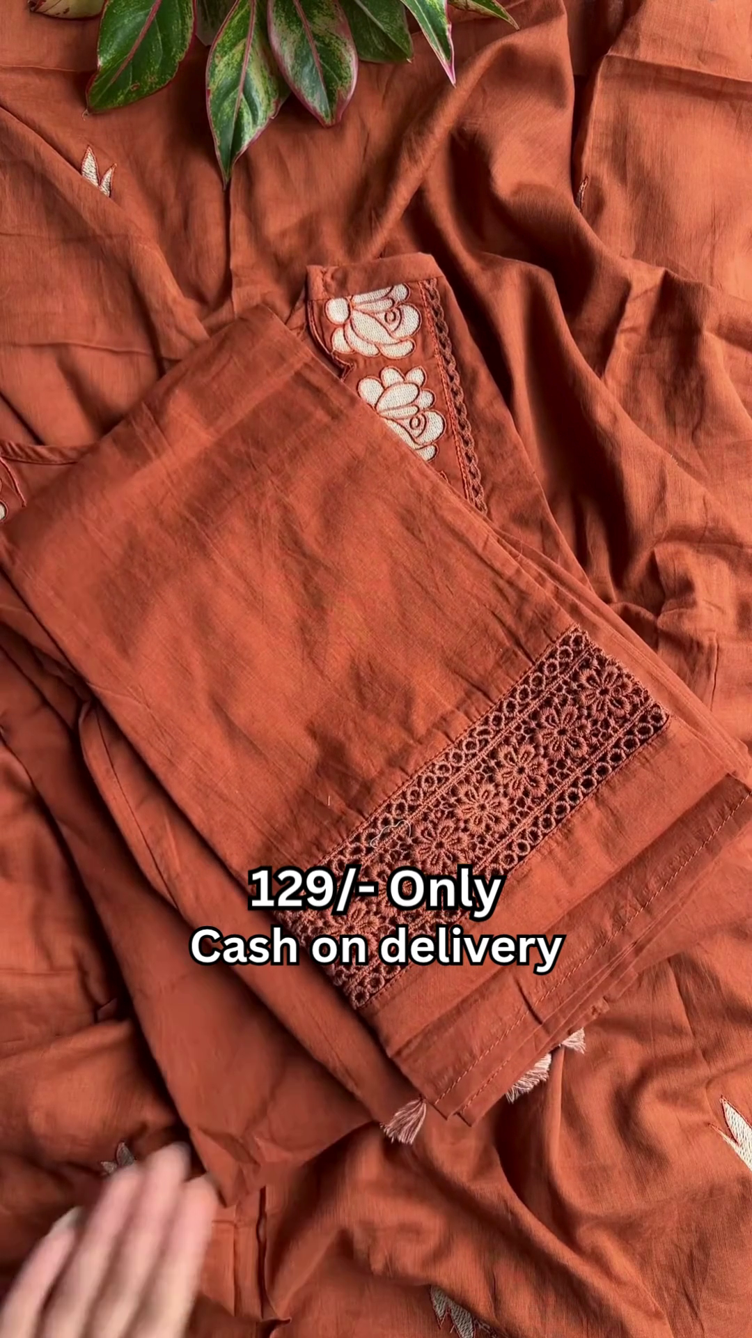 Rust Embroidered Kurta