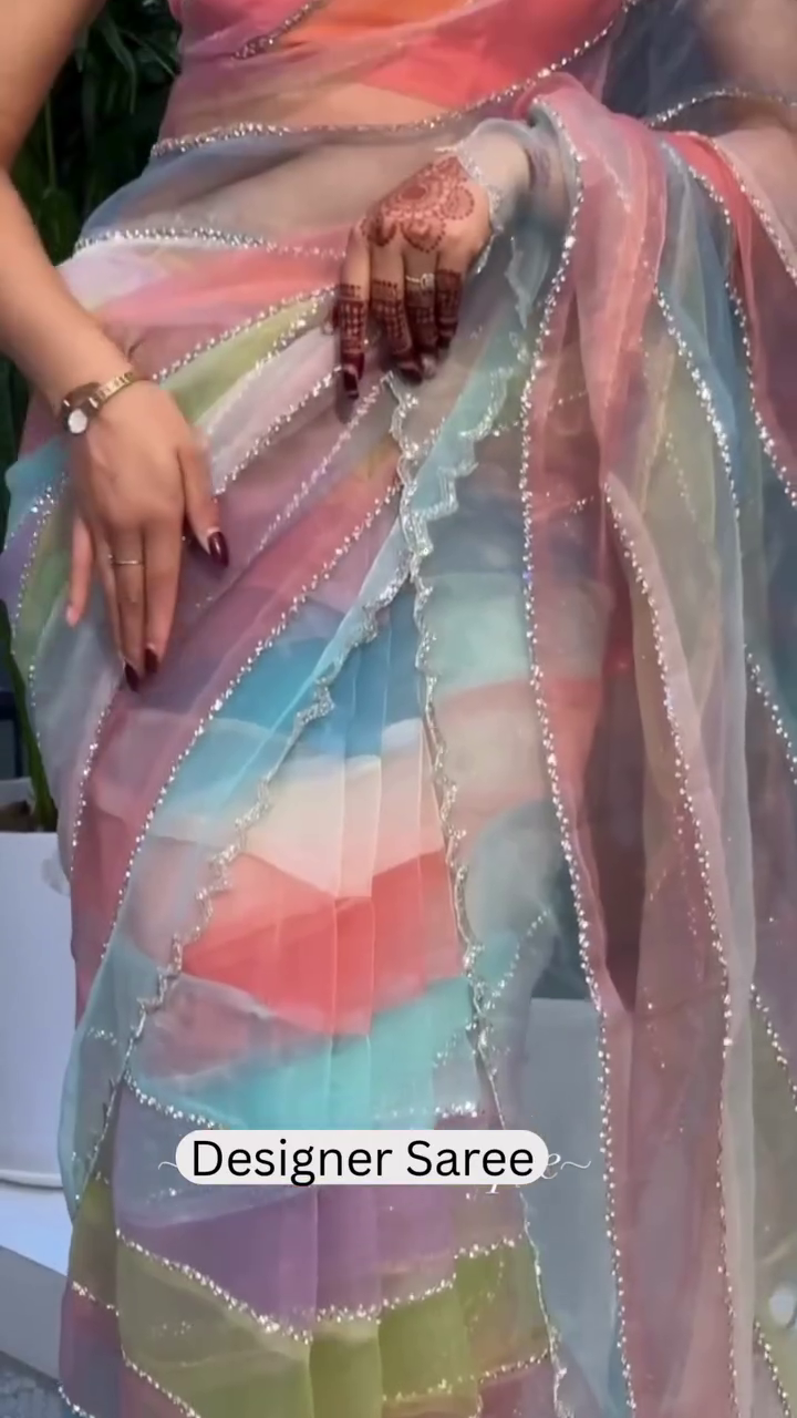 Multicolor Designer Saree – Vibrant Elegance with Modern Flair