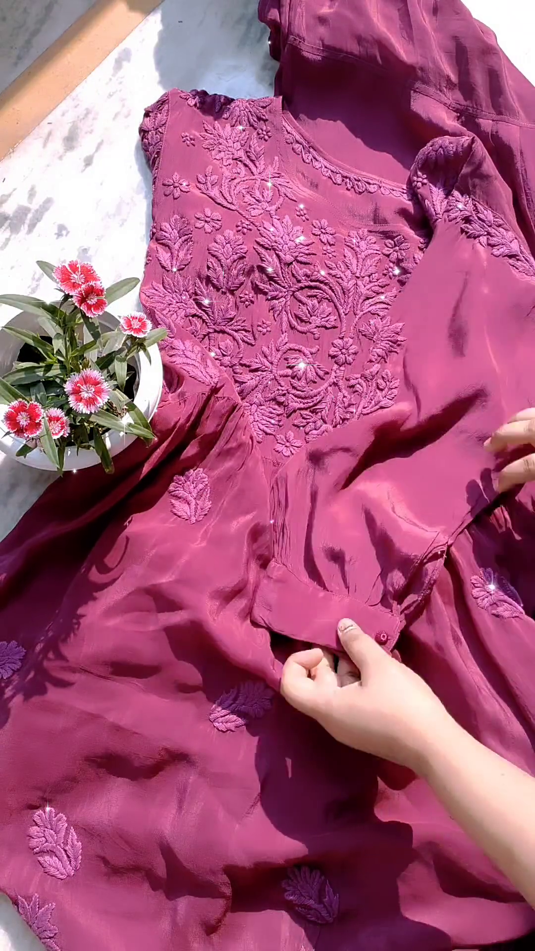 Royal Wine Elegance – Intricate Embroidered Kurta Set