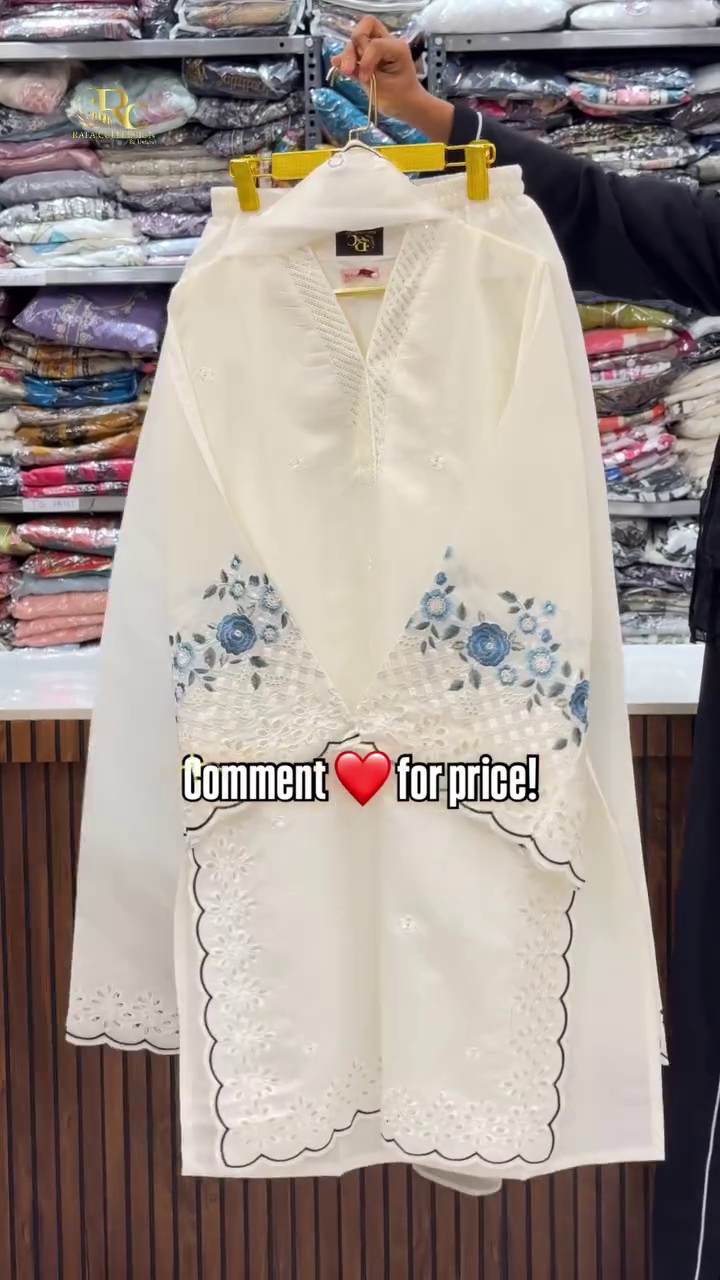 Elegant White Embroidered Kurti Set – Graceful & Classy Look ✨