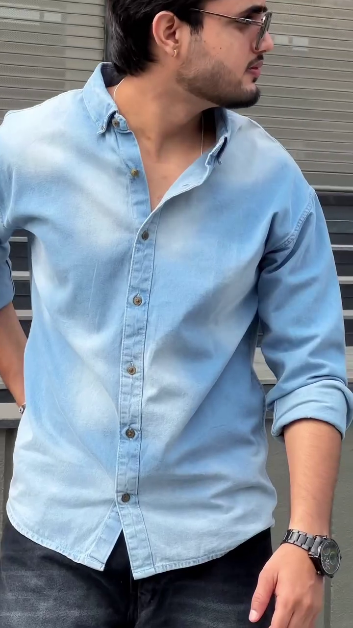 Classic Denim Shirt with Black Jeans – Effortless Street Style 🔥