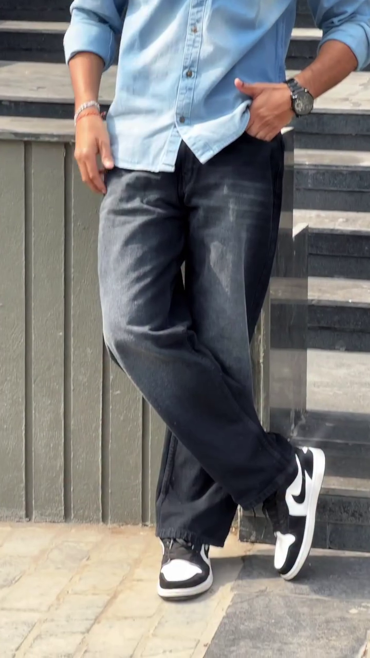 Classic Denim Shirt with Black Jeans – Effortless Street Style 🔥