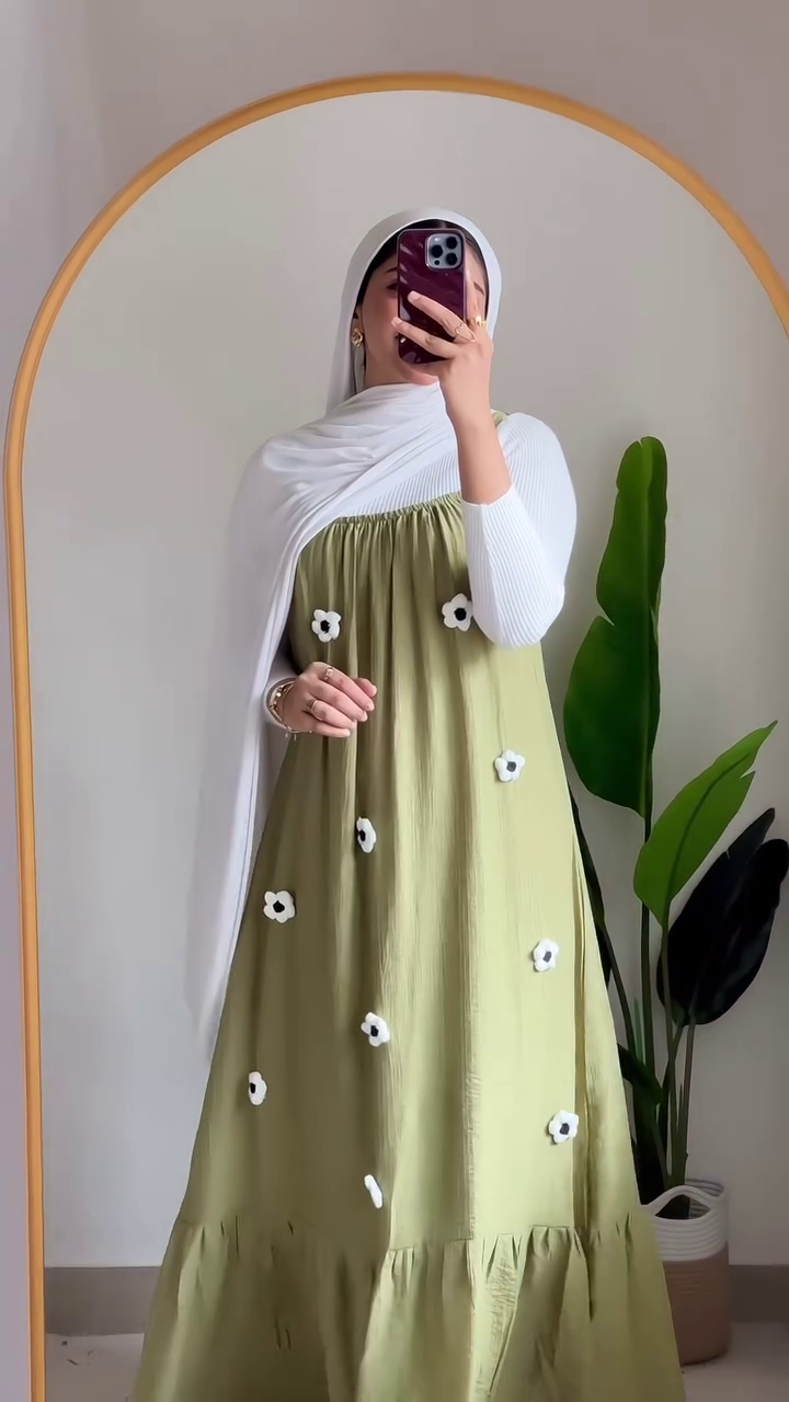 Lime Green Floral Maxi Dress with Dupatta – Fresh & Trendy 🌿