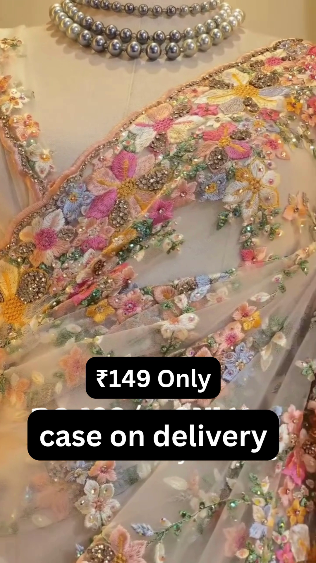 Luxury Floral Embroidered Saree – Premium Festive Glam ✨
