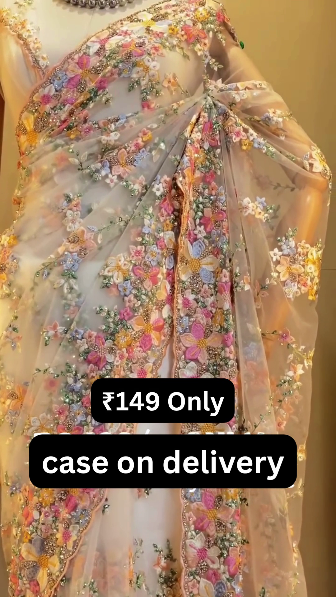 Luxury Floral Embroidered Saree – Premium Festive Glam ✨