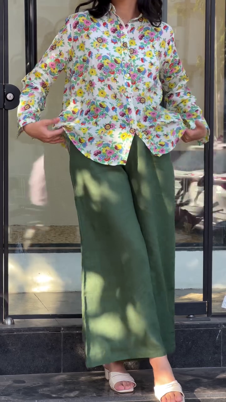 Floral Shirt & Palazzo Set – Fresh Summer Vibes 🌸🌿