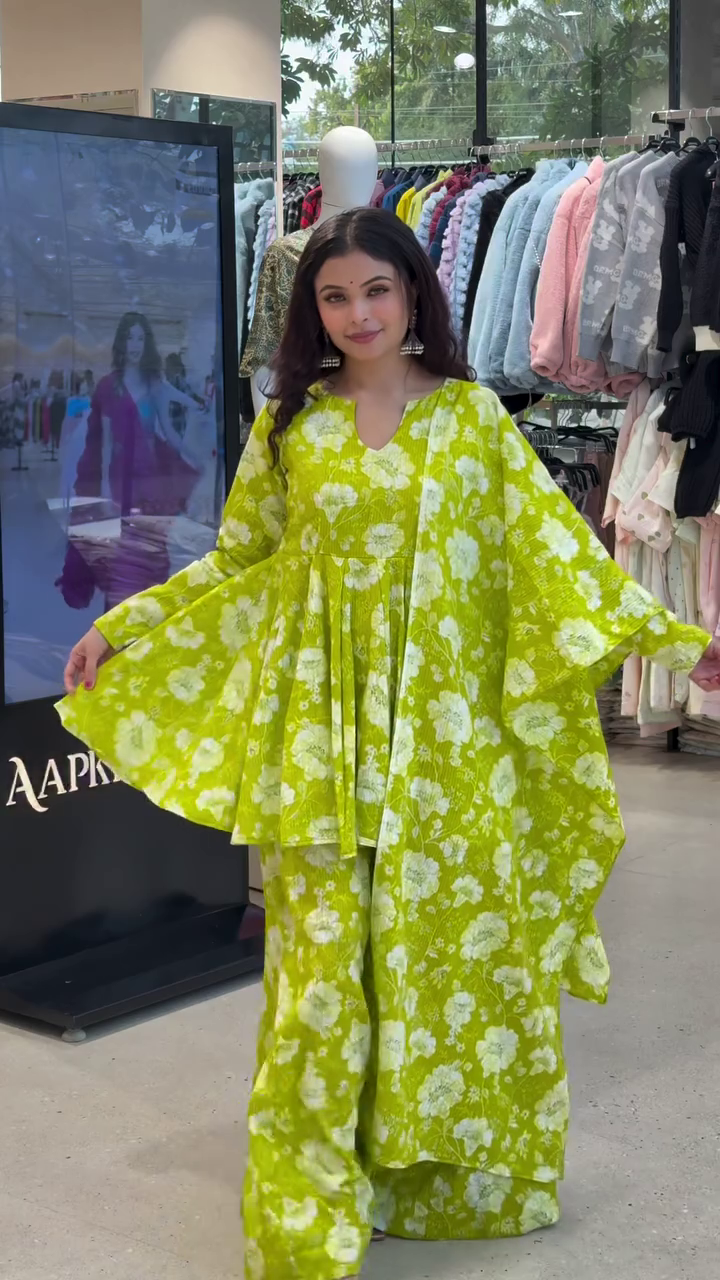 Vibrant Lime Printed Co-ord Set – Breezy Statement Style
